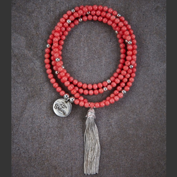 Zen Sisters Jewelry - Zen Sisters Pink Jade Tassel 24" 925 Silver